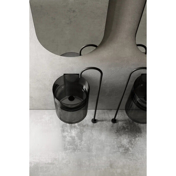 РАКОВИНА ПОДВЕСНАЯ ПРОЗРАЧНАЯ ABBER KRISTALL AT2704ONYX ЧЕРНАЯ