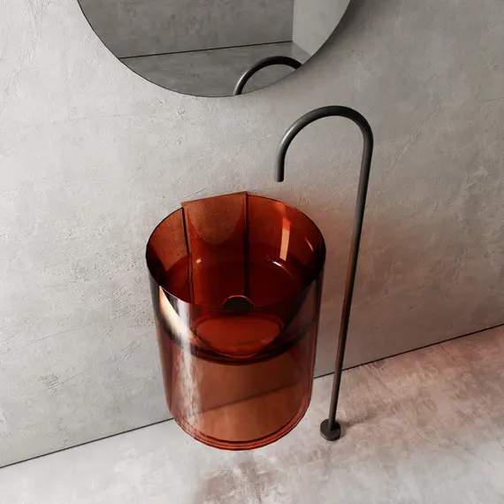 РАКОВИНА ПОДВЕСНАЯ ПРОЗРАЧНАЯ ABBER KRISTALL AT2704OPAL КОРИЧНЕВАЯ