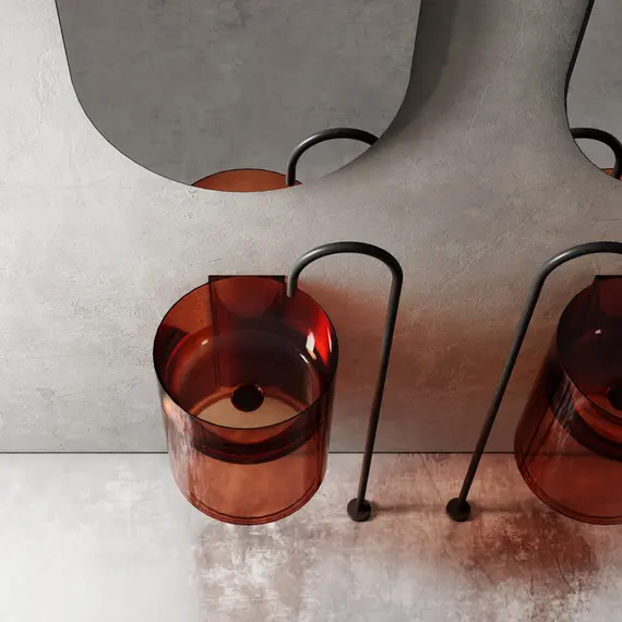 РАКОВИНА ПОДВЕСНАЯ ПРОЗРАЧНАЯ ABBER KRISTALL AT2704OPAL КОРИЧНЕВАЯ