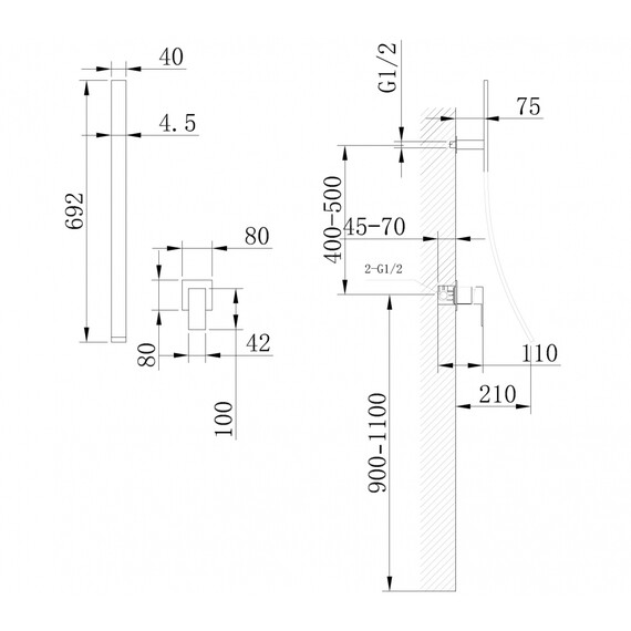 СМЕСИТЕЛЬ ABBER DAHEIM AF8209 СКРЫТОГО МОНТАЖА ДЛЯ РАКОВИНЫ, ХРОМ