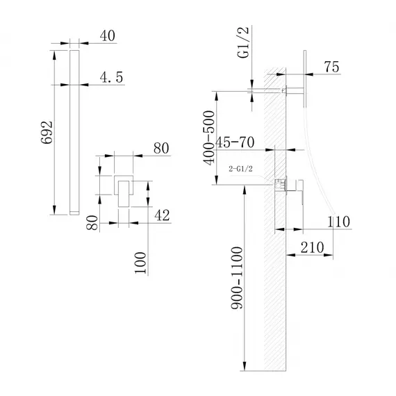 СМЕСИТЕЛЬ ABBER DAHEIM AF8209 СКРЫТОГО МОНТАЖА ДЛЯ РАКОВИНЫ, ХРОМ