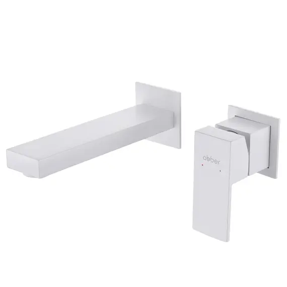 СМЕСИТЕЛЬ ABBER DAHEIM AF8212W ДЛЯ РАКОВИНЫ СКРЫТОГО МОНТАЖА, БЕЛЫЙ МАТОВЫЙ