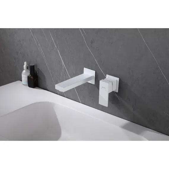 СМЕСИТЕЛЬ ABBER DAHEIM AF8212W ДЛЯ РАКОВИНЫ СКРЫТОГО МОНТАЖА, БЕЛЫЙ МАТОВЫЙ