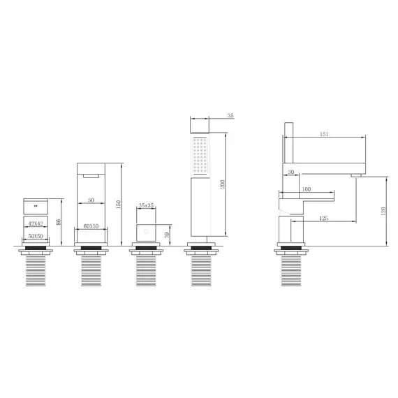 СМЕСИТЕЛЬ ABBER DAHEIM AF8213SP НА БОРТ ВАННЫ, САТИН