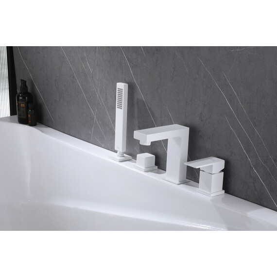 СМЕСИТЕЛЬ ABBER DAHEIM AF8213W НА БОРТ ВАННЫ, БЕЛЫЙ МАТОВЫЙ