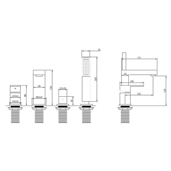 СМЕСИТЕЛЬ ABBER DAHEIM AF8213W НА БОРТ ВАННЫ, БЕЛЫЙ МАТОВЫЙ