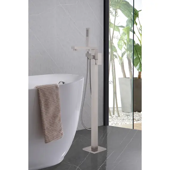 СМЕСИТЕЛЬ ABBER DAHEIM AF8215SP НАПОЛЬНЫЙ ДЛЯ ВАННЫ С ДУШЕМ, САТИН