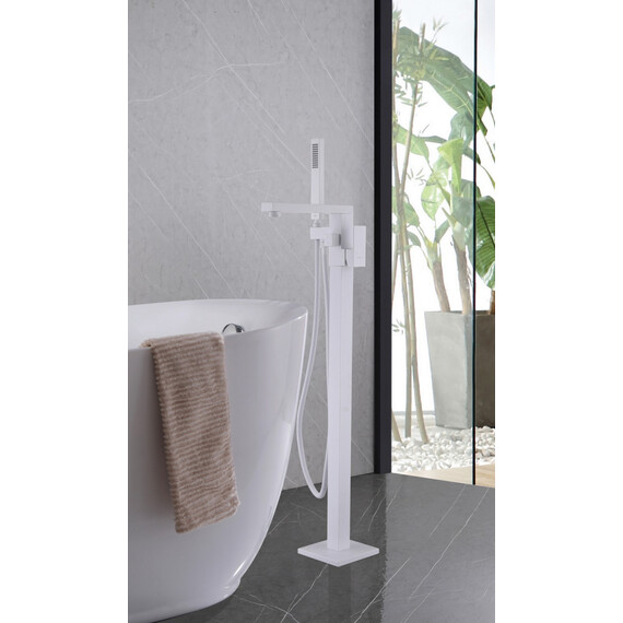 СМЕСИТЕЛЬ ABBER DAHEIM AF8215W НАПОЛЬНЫЙ, БЕЛЫЙ МАТОВЫЙ