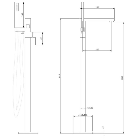 СМЕСИТЕЛЬ ABBER DAHEIM AF8215W НАПОЛЬНЫЙ, БЕЛЫЙ МАТОВЫЙ