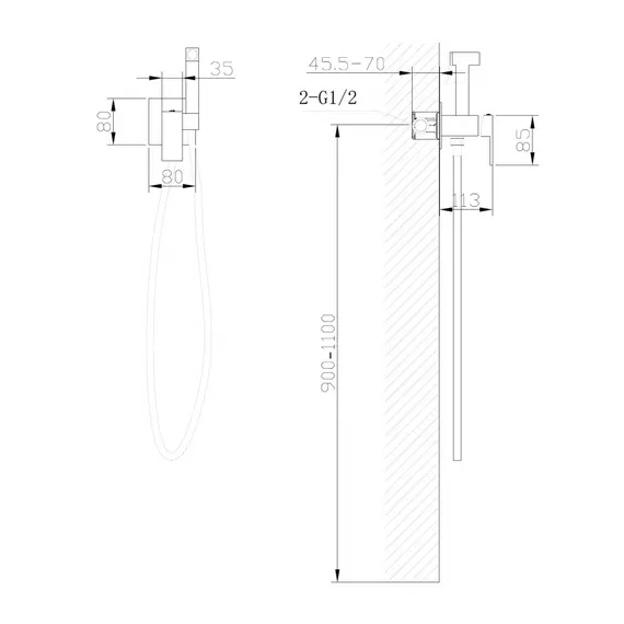 СМЕСИТЕЛЬ ABBER DAHEIM AF8226B С ГИГИЕНИЧЕСКИМ ДУШЕМ, ЧЕРНЫЙ МАТОВЫЙ