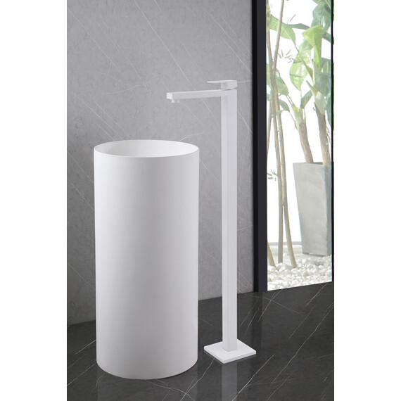 СМЕСИТЕЛЬ ABBER DAHEIM AF8241W НАПОЛЬНЫЙ ДЛЯ РАКОВИНЫ, БЕЛЫЙ МАТОВЫЙ