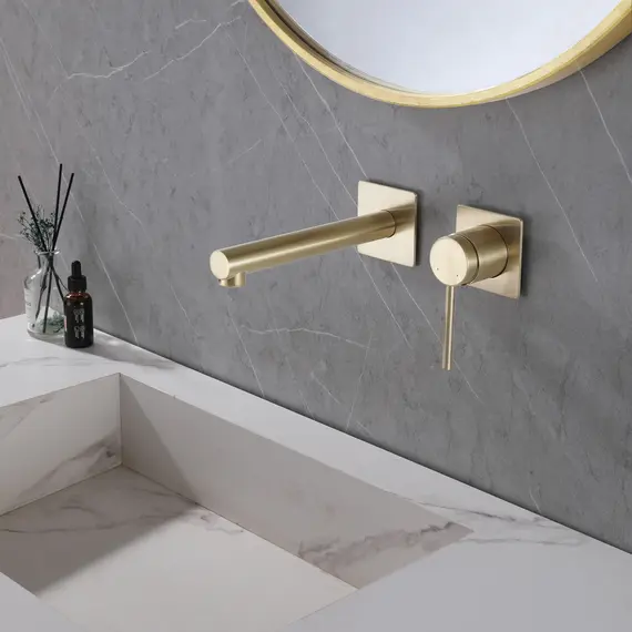 СМЕСИТЕЛЬ ABBER EMOTION AF8812G ДЛЯ РАКОВИНЫ СКРЫТОГО МОНТАЖА, ЗОЛОТО МАТОВОЕ