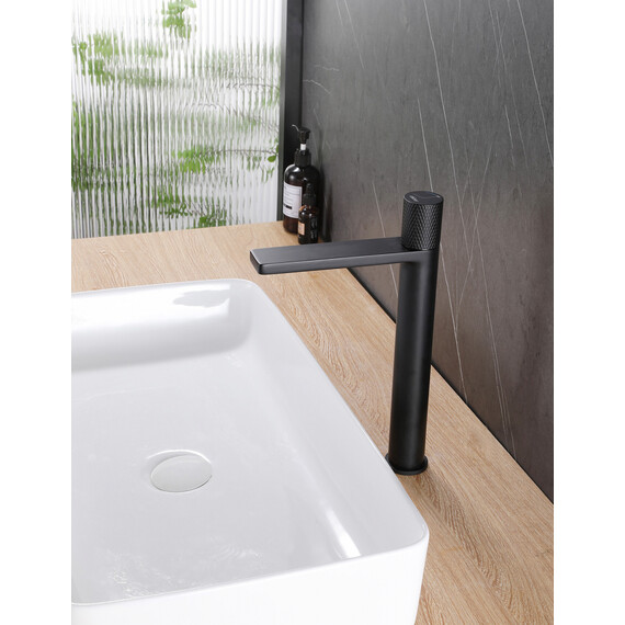 СМЕСИТЕЛЬ ABBER RUND AF8711B ДЛЯ НАКЛАДНОЙ РАКОВИНЫ, ЧЕРНЫЙ МАТОВЫЙ