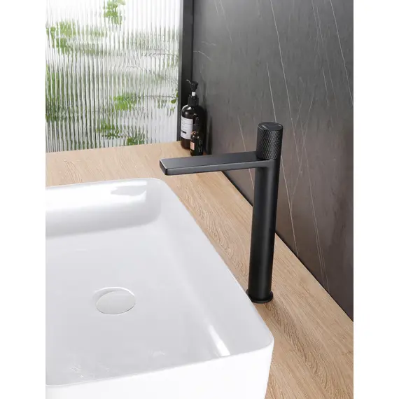 СМЕСИТЕЛЬ ABBER RUND AF8711B ДЛЯ НАКЛАДНОЙ РАКОВИНЫ, ЧЕРНЫЙ МАТОВЫЙ