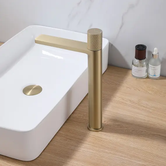 СМЕСИТЕЛЬ ABBER RUND AF8711G ДЛЯ НАКЛАДНОЙ РАКОВИНЫ, ЗОЛОТО МАТОВОЕ