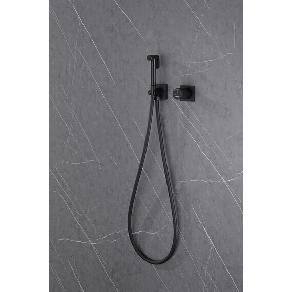 СМЕСИТЕЛЬ ABBER RUND AF8725B С ГИГИЕНИЧЕСКИМ ДУШЕМ, ЧЕРНЫЙ МАТОВЫЙ