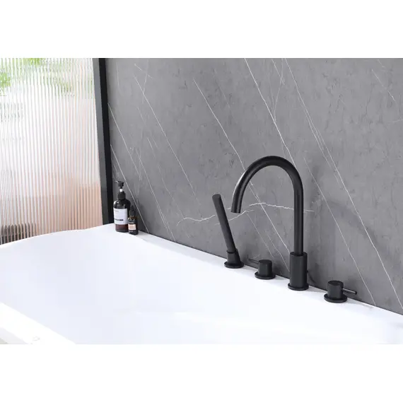 СМЕСИТЕЛЬ ABBER WASSER KREIS AF8113B НА БОРТ ВАННЫ, ЧЕРНЫЙ МАТОВЫЙ