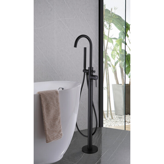 СМЕСИТЕЛЬ ABBER WASSER KREIS AF8115BN НАПОЛЬНЫЙ ДЛЯ ВАННЫ, ЧЕРНЫЙ МАТОВЫЙ