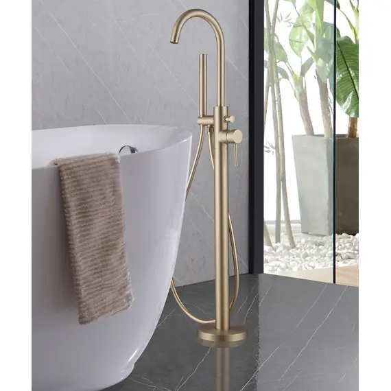 СМЕСИТЕЛЬ ABBER WASSER KREIS AF8115G НАПОЛЬНЫЙ ДЛЯ ВАННЫ, ЗОЛОТО МАТОВОЕ