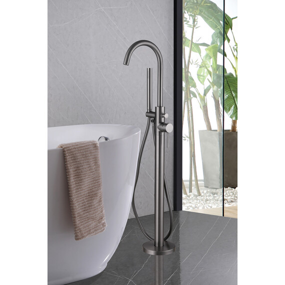 СМЕСИТЕЛЬ ABBER WASSER KREIS AF8115NG НАПОЛЬНЫЙ ДЛЯ ВАННЫ, НИКЕЛЬ