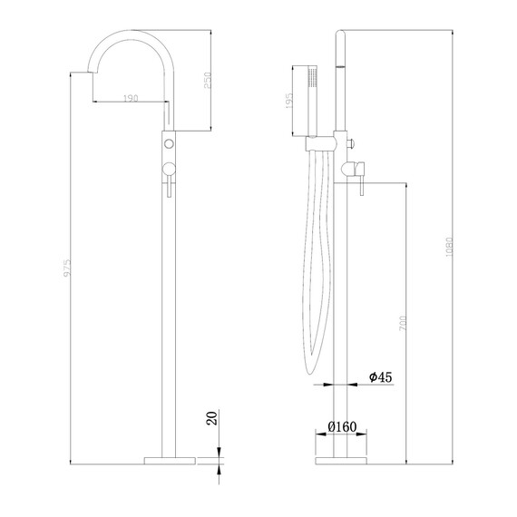 СМЕСИТЕЛЬ ABBER WASSER KREIS AF8115RGN НАПОЛЬНЫЙ ДЛЯ ВАННЫ, РОЗОВОЕ ЗОЛОТО