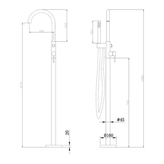 СМЕСИТЕЛЬ ABBER WASSER KREIS AF8115RGN НАПОЛЬНЫЙ ДЛЯ ВАННЫ, РОЗОВОЕ ЗОЛОТО