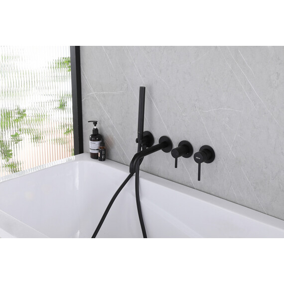 СМЕСИТЕЛЬ ABBER WASSER KREIS AF8130B ДЛЯ ВАННЫ СКРЫТОГО МОНТАЖА, ЧЕРНЫЙ МАТОВЫЙ