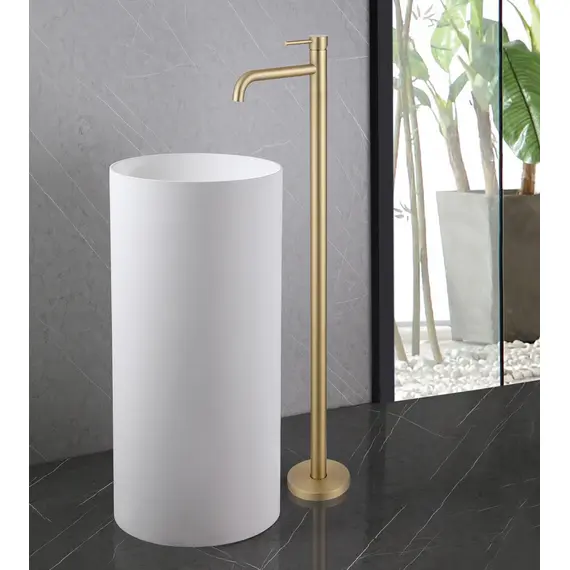 СМЕСИТЕЛЬ ABBER WASSER KREIS AF8140G НАПОЛЬНЫЙ ДЛЯ РАКОВИНЫ, ЗОЛОТО МАТОВОЕ