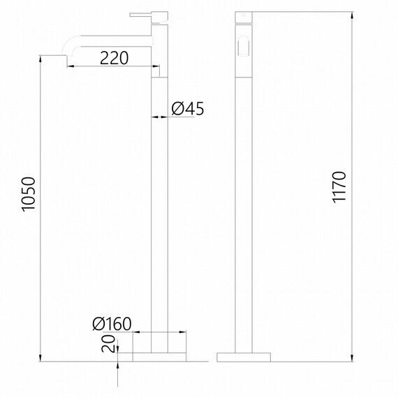 СМЕСИТЕЛЬ ABBER WASSER KREIS AF8140G НАПОЛЬНЫЙ ДЛЯ РАКОВИНЫ, ЗОЛОТО МАТОВОЕ