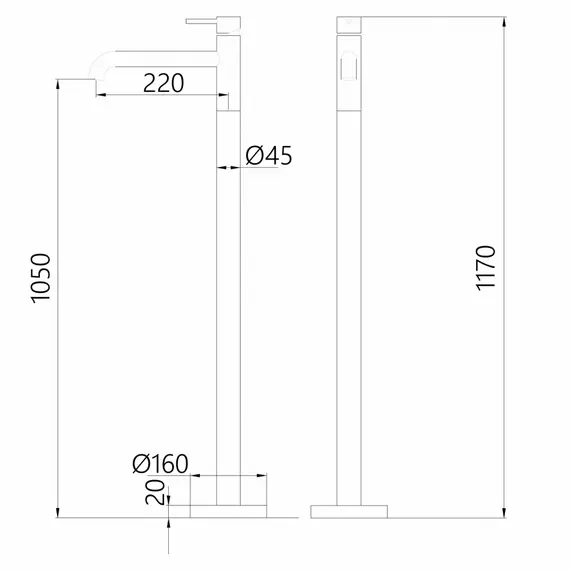 СМЕСИТЕЛЬ ABBER WASSER KREIS AF8140NG НАПОЛЬНЫЙ ДЛЯ РАКОВИНЫ, НИКЕЛЬ