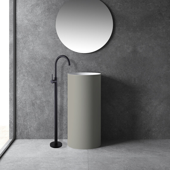 СМЕСИТЕЛЬ ABBER WASSER KREIS AF8141B НАПОЛЬНЫЙ ДЛЯ РАКОВИНЫ, ЧЕРНЫЙ МАТОВЫЙ