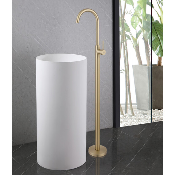 СМЕСИТЕЛЬ ABBER WASSER KREIS AF8141G НАПОЛЬНЫЙ ДЛЯ РАКОВИНЫ, ЗОЛОТО МАТОВОЕ