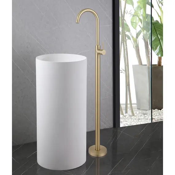 СМЕСИТЕЛЬ ABBER WASSER KREIS AF8141G НАПОЛЬНЫЙ ДЛЯ РАКОВИНЫ, ЗОЛОТО МАТОВОЕ