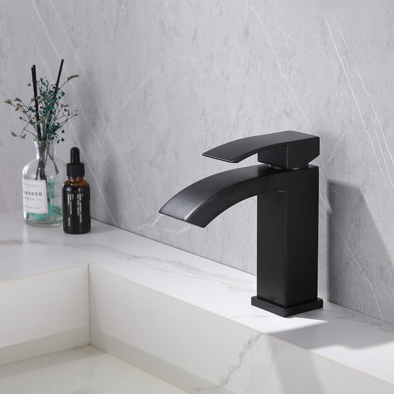 СМЕСИТЕЛЬ ABBER WASSERFALL AF8610B ДЛЯ РАКОВИНЫ, ЧЕРНЫЙ МАТОВЫЙ