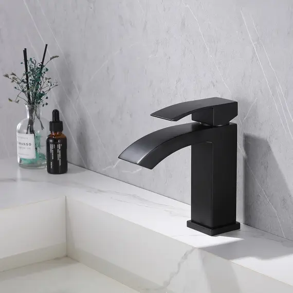 СМЕСИТЕЛЬ ABBER WASSERFALL AF8610B ДЛЯ РАКОВИНЫ, ЧЕРНЫЙ МАТОВЫЙ