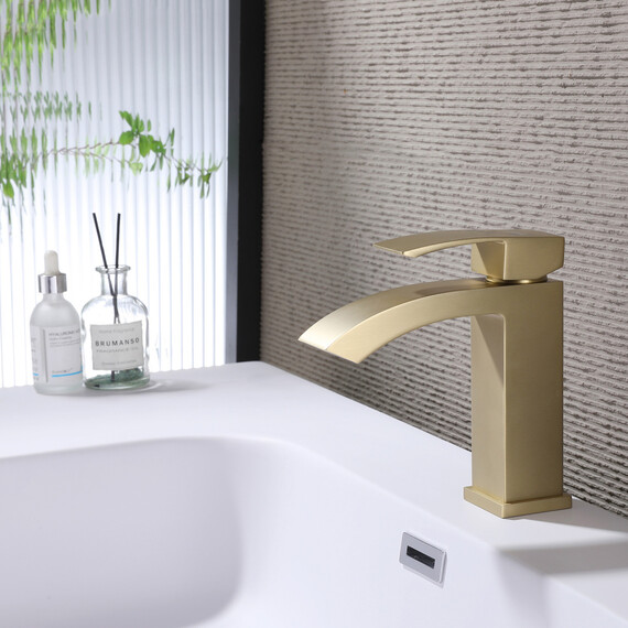 СМЕСИТЕЛЬ ABBER WASSERFALL AF8610G ДЛЯ РАКОВИНЫ, ЗОЛОТО МАТОВОЕ