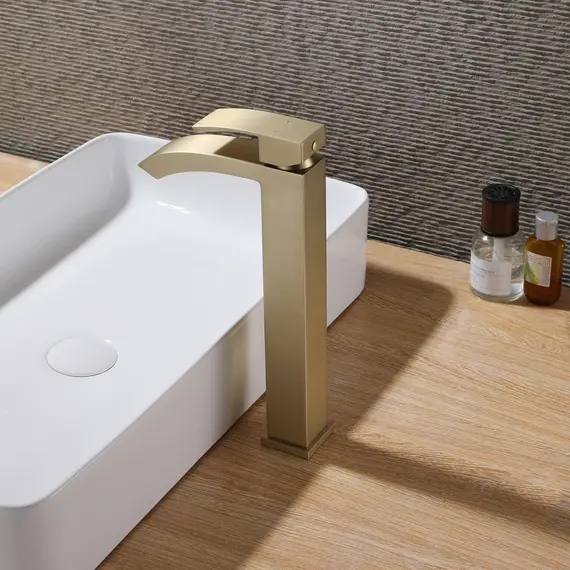 СМЕСИТЕЛЬ ABBER WASSERFALL AF8611G ДЛЯ НАКЛАДНОЙ РАКОВИНЫ, ЗОЛОТО МАТОВОЕ