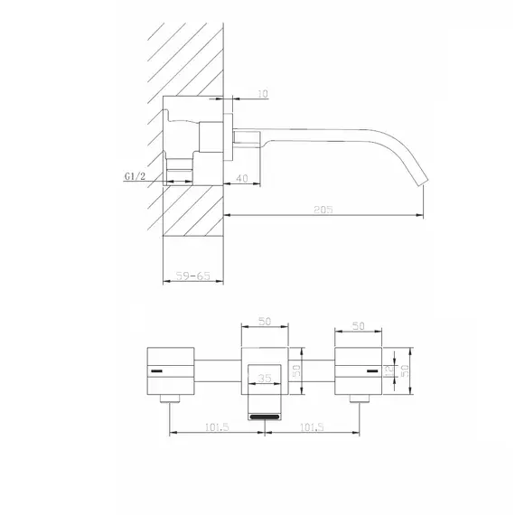 СМЕСИТЕЛЬ ABBER WASSERFALL AF8612NG ДЛЯ РАКОВИНЫ СКРЫТОГО МОНТАЖА, НИКЕЛЬ