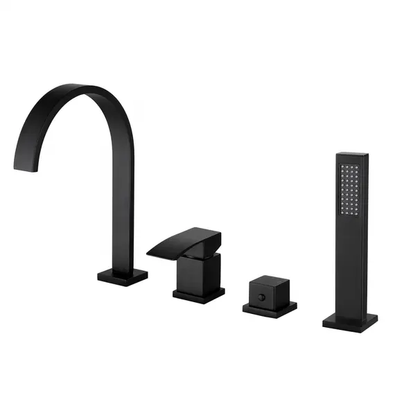 СМЕСИТЕЛЬ ABBER WASSERFALL AF8613B НА БОРТ ВАННЫ, ЧЕРНЫЙ МАТОВЫЙ