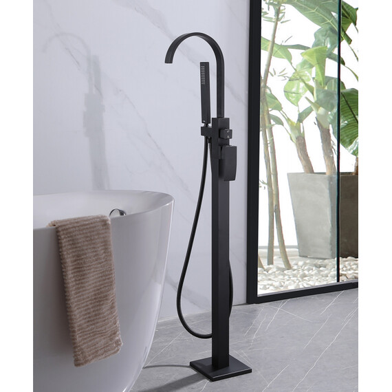 СМЕСИТЕЛЬ ABBER WASSERFALL AF8615B НАПОЛЬНЫЙ, ЧЕРНЫЙ МАТОВЫЙ