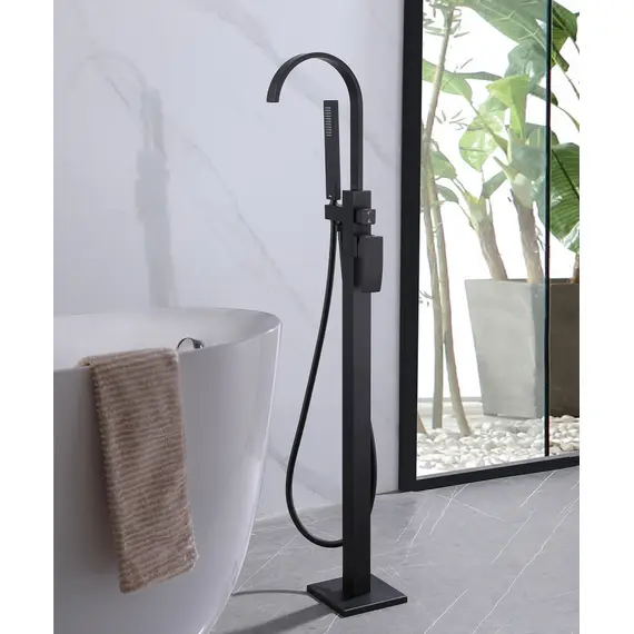 СМЕСИТЕЛЬ ABBER WASSERFALL AF8615B НАПОЛЬНЫЙ, ЧЕРНЫЙ МАТОВЫЙ