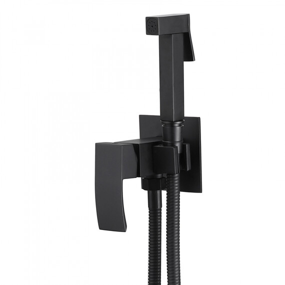 СМЕСИТЕЛЬ ABBER WASSERFALL AF8625B С ГИГИЕНИЧЕСКИМ ДУШЕМ, ЧЕРНЫЙ МАТОВЫЙ