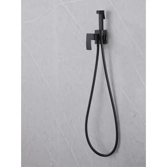 СМЕСИТЕЛЬ ABBER WASSERFALL AF8625B С ГИГИЕНИЧЕСКИМ ДУШЕМ, ЧЕРНЫЙ МАТОВЫЙ