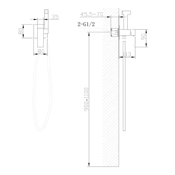 СМЕСИТЕЛЬ ABBER WASSERFALL AF8625B С ГИГИЕНИЧЕСКИМ ДУШЕМ, ЧЕРНЫЙ МАТОВЫЙ