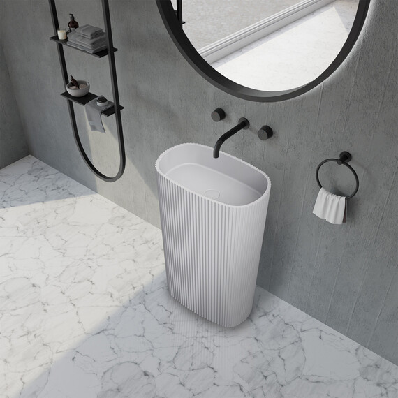 РАКОВИНА ОТДЕЛЬНОСТОЯЩАЯ ABBER STEIN AS2502-H БЕЛАЯ МАТОВАЯ