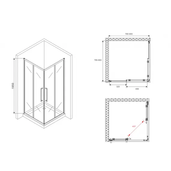 ДУШЕВОЙ УГОЛОК ABBER SCHWARZER DIAMANT AG02080H