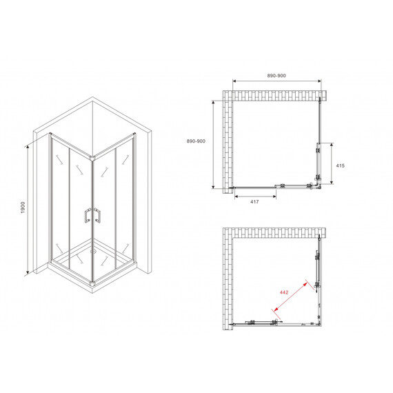 ДУШЕВОЙ УГОЛОК ABBER SCHWARZER DIAMANT AG02090B5