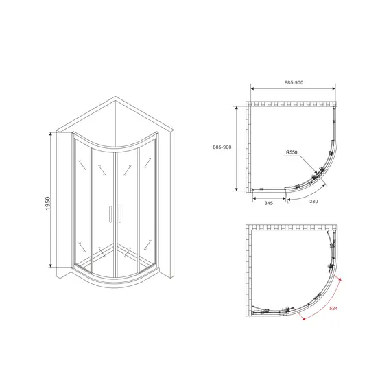 ДУШЕВОЙ УГОЛОК ABBER SCHWARZER DIAMANT AG01090B