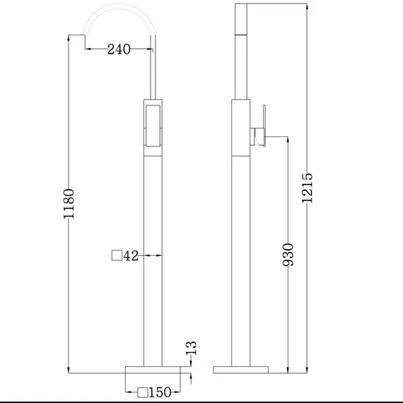 СМЕСИТЕЛЬ ABBER WASSERFALL AF8640NG НАПОЛЬНЫЙ ДЛЯ РАКОВИНЫ, НИКЕЛЬ
