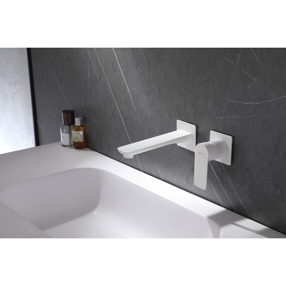 СМЕСИТЕЛЬ ABBER WEISS INSEL AF8082FW ДЛЯ РАКОВИНЫ СКРЫТОГО МОНТАЖА, БЕЛЫЙ МАТОВЫЙ